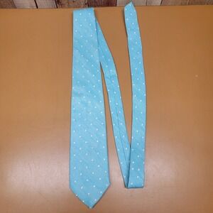 Joseph A Bank Light Blue White Dot Silk Cotton Blend Necktie Made in Italy